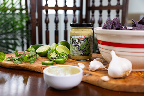 Diablo Vegan Mild vegan creamy cilantro salsa made with fresh cilantro, jalapeno, garlic and lime juice